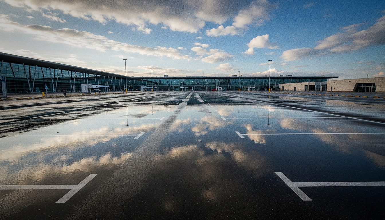 Parkplatz P1 vor dem Terminal des Flughafens Tirana